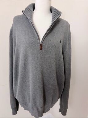 Polo by Ralph Lauren Gray Zip-Neck Knit Sweater